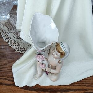 Porcelain Figurine Decorative Vase - White with Pink Accents